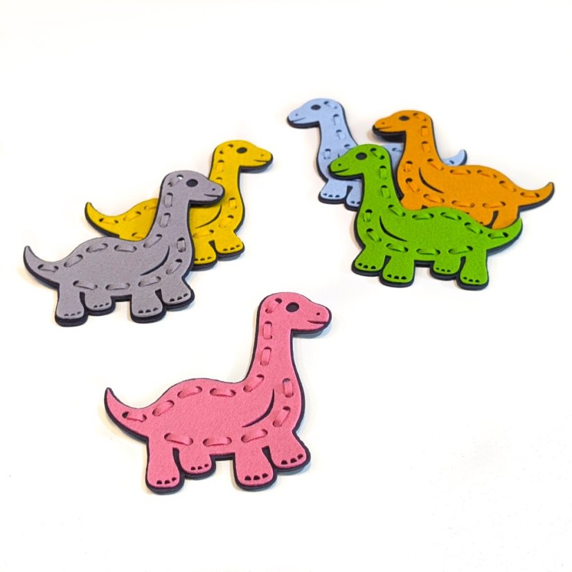 Provlékačka dinosaurus - tvoření pro děti - Velikost sady: 5 ks provlékaček (32 Kč/ks), Barva provlékačky: oranžová
